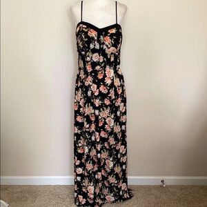 Xhilaration black Peach and Orange Maxi Dress Spaghetti Strap Sundress